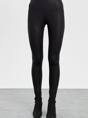 Düz Dar Paça Triko Tayt Siyah