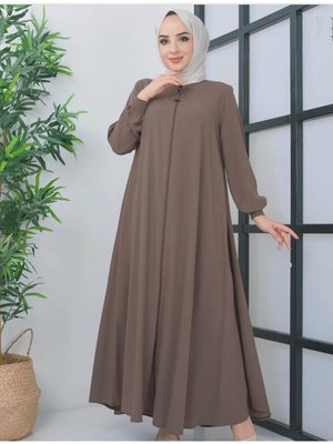 Giyim Mevlana Ferace Vizon Renk Krep Kumaş