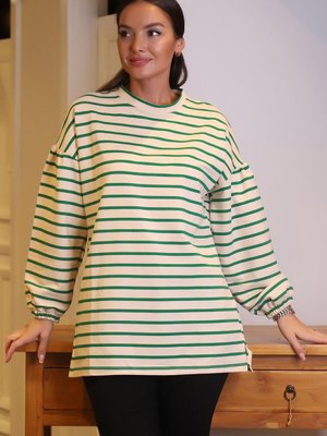 Çizgili Benetton Kolları Lastikli Salaş Tunik Çizgili Benetton Kolları Lastikli Salaş Tunik