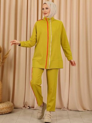 Yağ Yeşili Amy Fermuarlı Takım