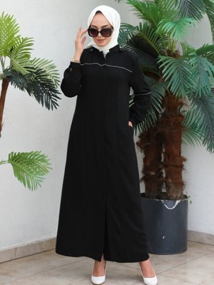 Nira Biyeli Gizli Patlı Seyyar Kapüşonlu Siyah