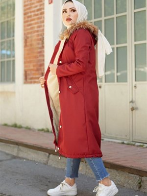 Içi Kürklü Mont Bordo