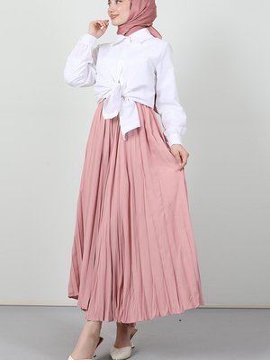 Jessica Pileli Etek Pembe Jessica Pileli Etek Pembe