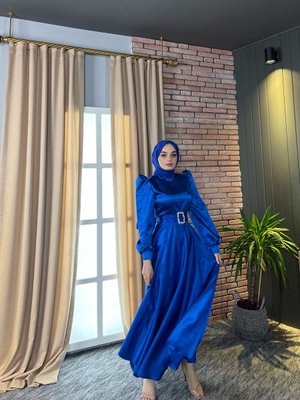 Abiye Elbise Saks Mavisi