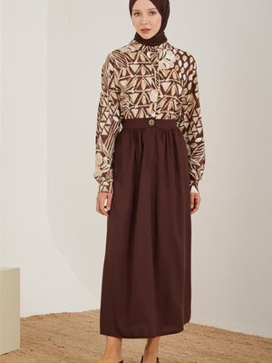 Minik Püsküllü Gabardin Etek Bitter