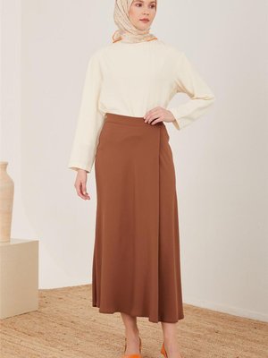 Pile Kırımlı Bol Etek Kahverengi