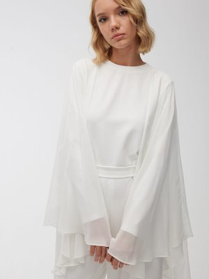 Pelerinli Abiye Tulum Ekru Pelerinli Abiye Tulum Ekru