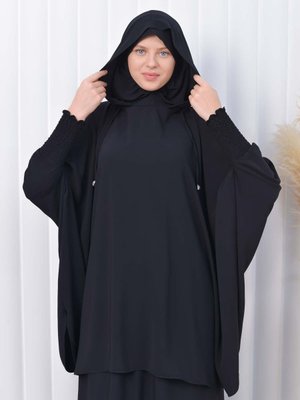 3lü Takım Çarşaf Siyah Standart Beden , Kapüşonlu Peçeli