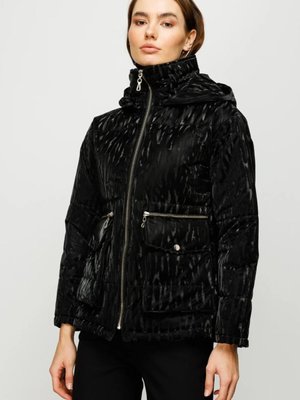 Siyah Fermuarlı Desenli Kaban