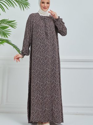 Sarmaşık Desenli Bağcıklı Elbise