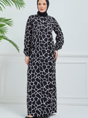 Zürafa Desenli Robalı Elbise