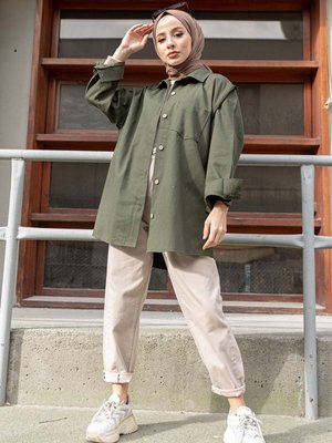 Çift Cepli Gabardin Gömlek Çift Cepli Gabardin Gömlek