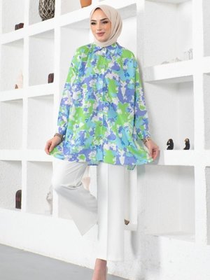 Desenli Gömlek Fıstık Yeşili