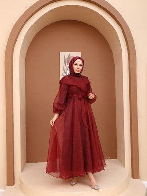 Suna Abiye Elbise Bordo Suna Abiye Elbise Bordo