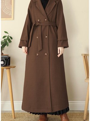 Kruvaze Tam Boy Kaşe Kaban Kahve Kruvaze Tam Boy Kaşe Kaban Kahve