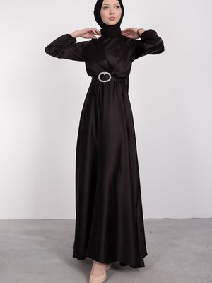 Balıkçı Yaka Tessetür Abiye Elbise Balıkçı Yaka Tessetür Abiye Elbise