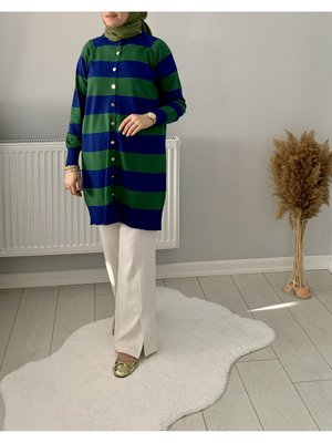 Tuhara Butik Merserize Çizgili Hırka