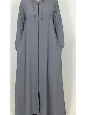 Ayrobin Kumaş Kapüşonlu Cepli Fermuarlı Uzun Ferace Ayrobin Kumaş Kapüşonlu Cepli Fermuarlı Uzun Ferace