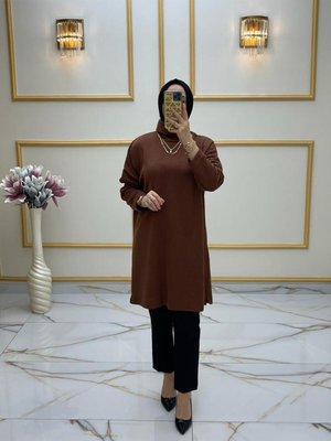 Kahverengi Triko Tunik