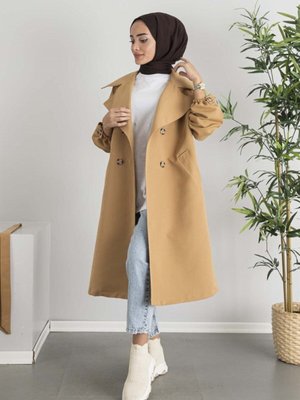 Kol Kemerli Trençkot Camel