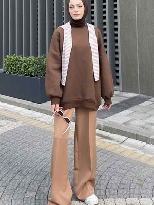 Bisiklet Yaka Oversize Sweat