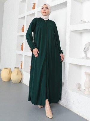 Fermuarlı Ferace Zümrüt Yeşili