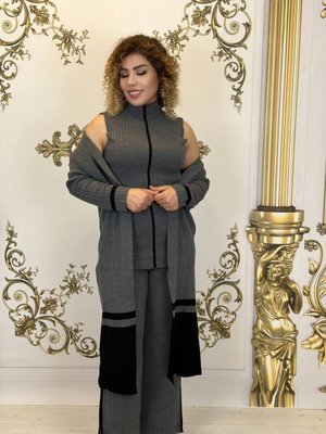 3lu Takım Triko Spor Pantolonlu