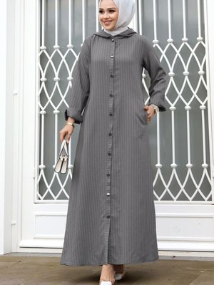 Ahsen Boydan Düğmeli Kap Gri