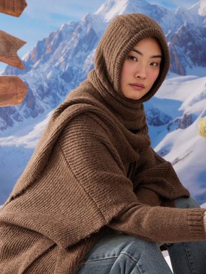 Cozy Atkılı Triko Hırka Kahverengi Cozy Atkılı Triko Hırka Kahverengi