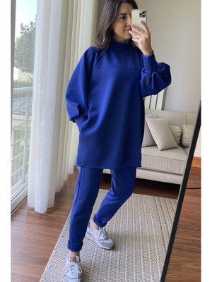 Dik Yaka Tunik Scuba Pantolon Takım