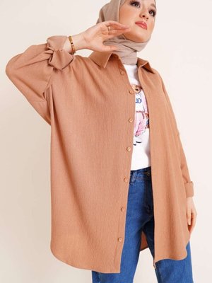 Düğmeli Salaş Bürümcük Gömlek Düğmeli Salaş Bürümcük Gömlek