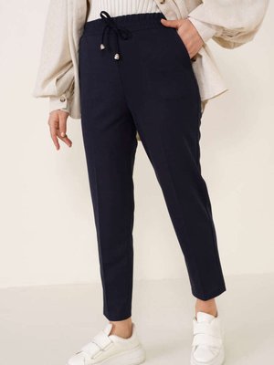 İp Detaylı Beli Lastikli Bilekte Pantolon Lacivert