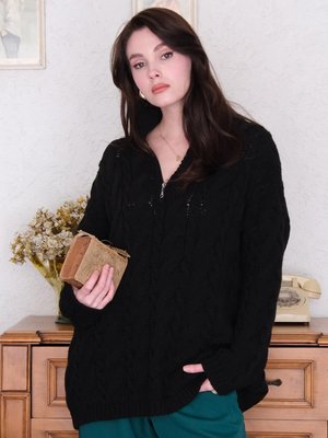 Siyah Fermuarlı Kazak