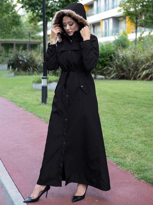 İçi Kürklü Su Geçirmez Kaban Siyah