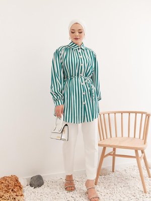 Çizgili Saten Gömlek