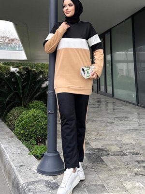 Funda Şerit Detaylı Takım Vizon Funda Şerit Detaylı Takım Vizon
