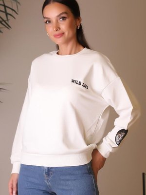 Ekru Sırtı Baskılı Sweatshirt Ekru Sırtı Baskılı Sweatshirt
