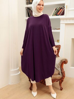 Yırtmaç Detaylı Kahverengi Tunik