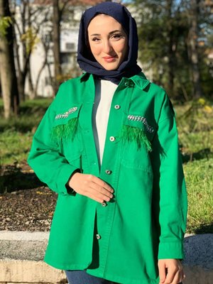 Benetton Gabardin Taşlı Kot Ceket