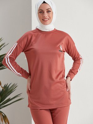 Baskılı Şerit Detaylı İkili Takım Soğan Kabuğu Baskılı Şerit Detaylı İkili Takım Soğan Kabuğu