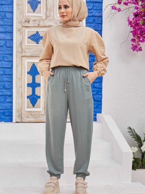 Lastikli Pantolon Mint Yeşili