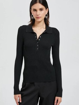 Siyah Polo Yaka Ribanalı Sweatshirt Siyah Polo Yaka Ribanalı Sweatshirt