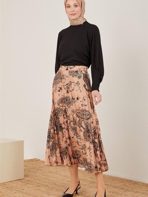 Pilisoley Baskılı Etek Camel