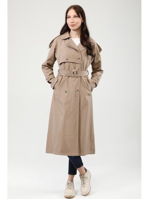 Vizon Reglan Kol Mevsimlik Astarlı Uzun Trençkot,kap