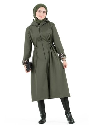 Haki Leopar Detaylı Trençkot Haki Leopar Detaylı Trençkot