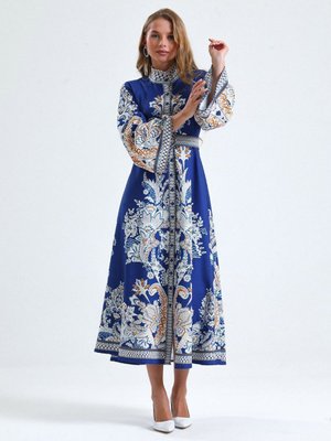 Mavi Atlas Kumaş Elbise