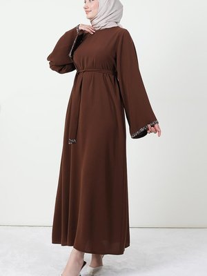 Taşlı Salaş Elbise Kahve Taşlı Salaş Elbise Kahve