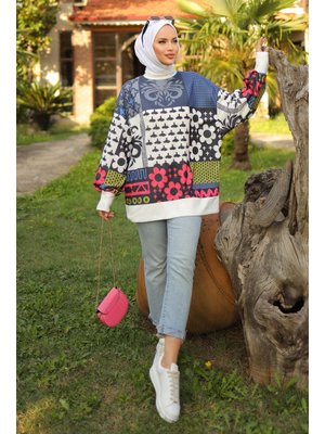 Renkli Zara Desen Triko Tunik Renkli Zara Desen Triko Tunik