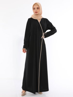 Siyah Olabı Mır Yandan Bağlamalı Namaz Elbisesi