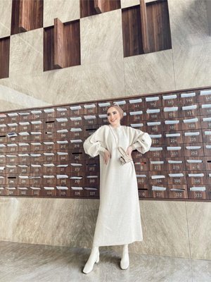 Balon Kol Elbise Taş Balon Kol Elbise Taş